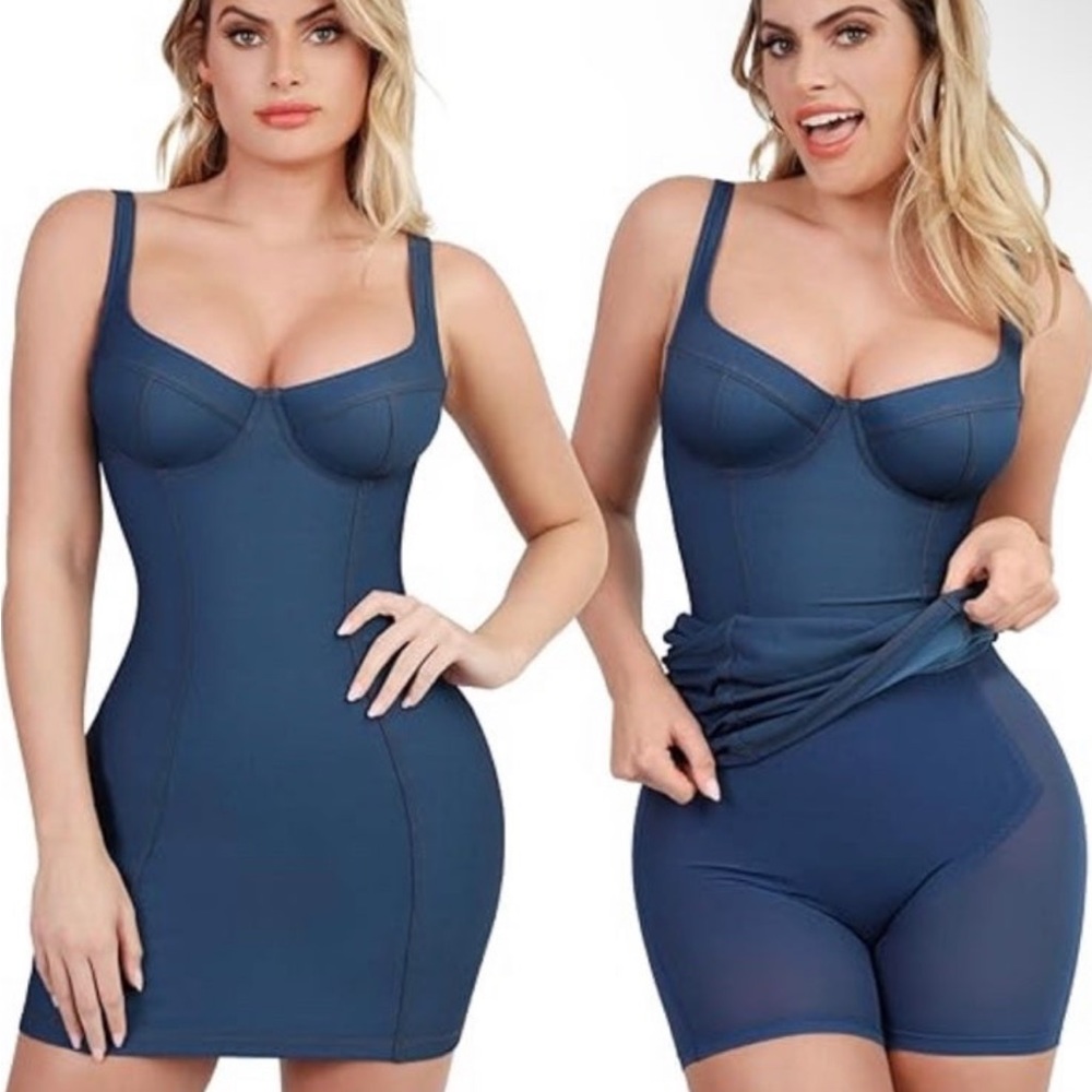 Popilush Shapewear Denim Sculpting Mini Dress